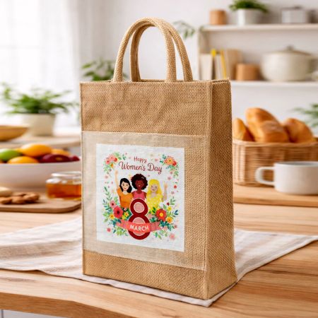 Brown Juco Womens Day Special Jute Bag Handmade